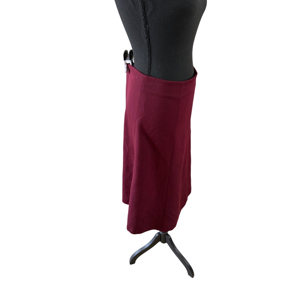 Rafaella Burgundy A-Line Midi Skirt Womens Size 16 Wine Red Lined Stretch‎ Seam - Picture 2 of 7
